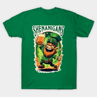 Shenanigans Funny St Patricks Day Leprechaun by gnarly T-Shirt